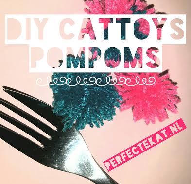 Pompoms DIY kattenspeelgoed via Pinterest