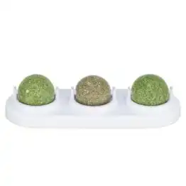 Trixie 3 speelbollen kattenkruiden met houder